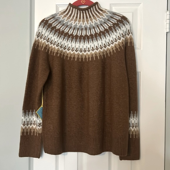 NWT CeCe Fair-Isle cozy long sleeve funnel neck sweater - Picture 6 of 7